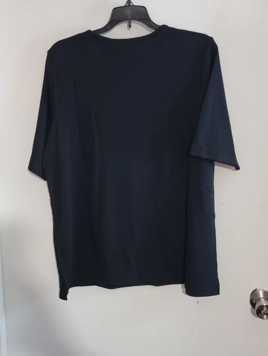 Quacker Factory Sequin Anchor Black Tee with Gold Stripes - Picture 5 of 7